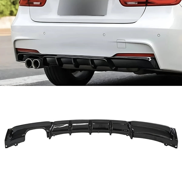 BMW 3 Series F30 F31 M Sport Twin Exhaust Rear Diffuser Gloss Black 12 ...