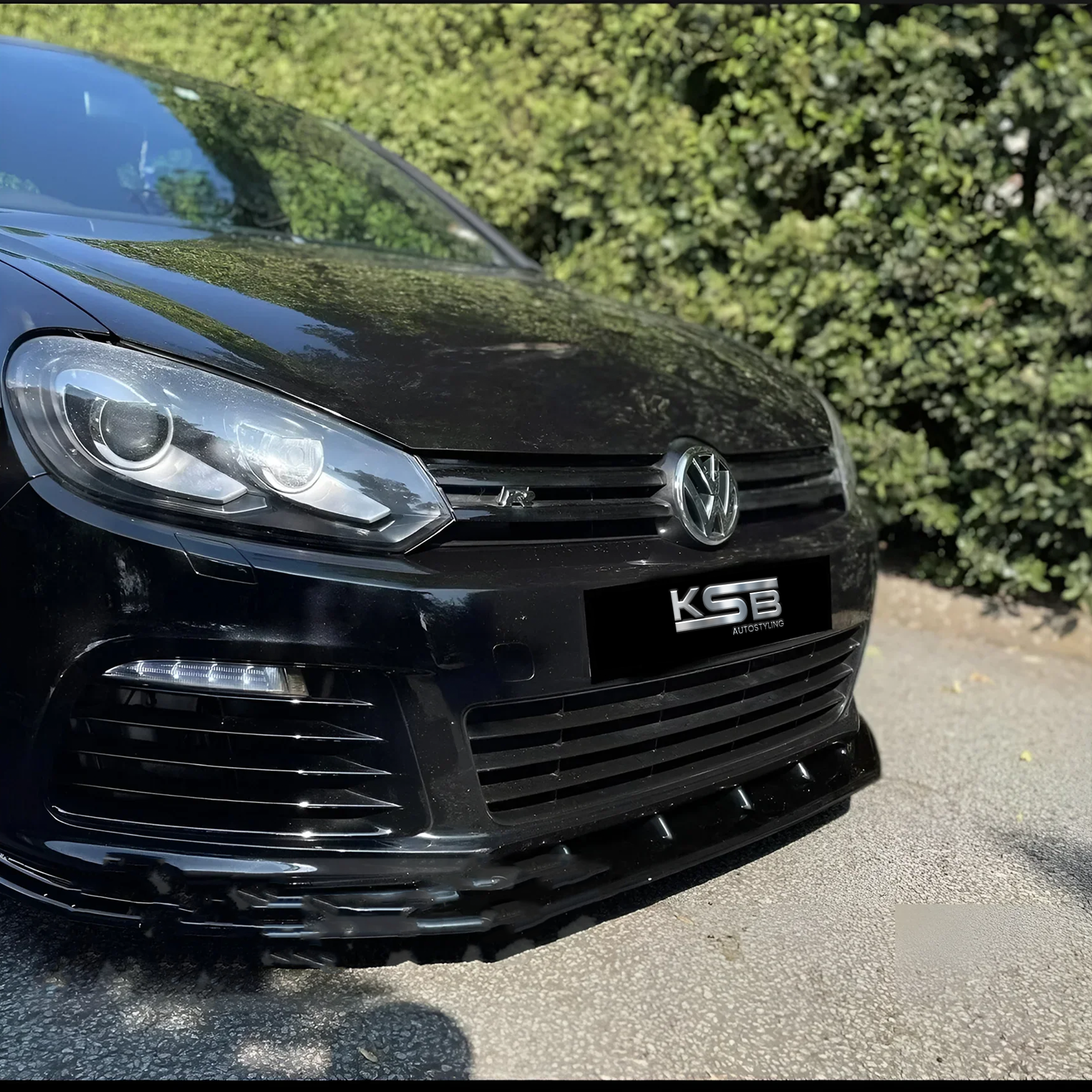 VW GOLF MK6 R FRONT SPLITTER & SIDE EXTENSIONS GLOSS BLACK ABS